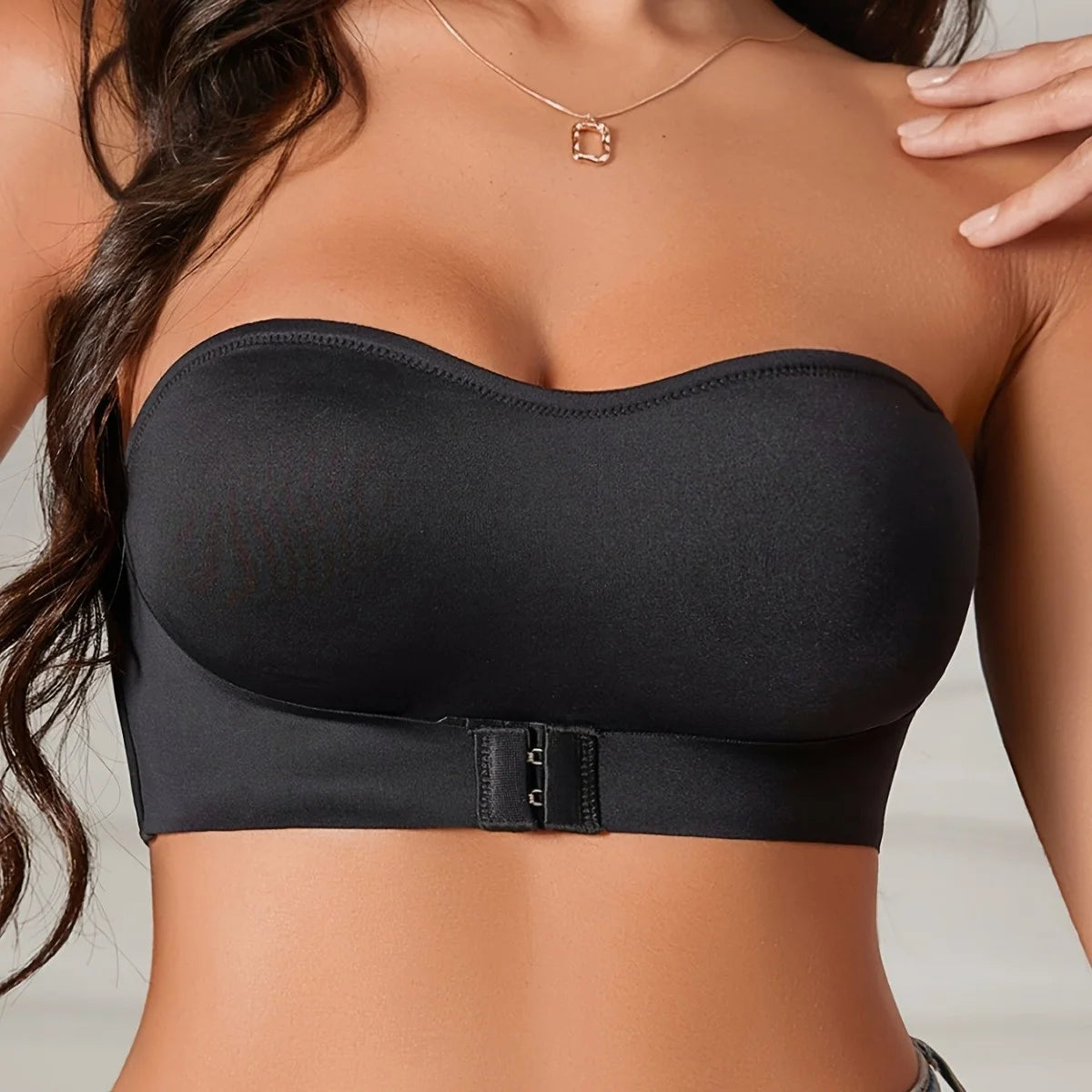 1PC High Quality Printed Knitted Everyday Front Closure Sexy Push up Strapless Seamless Bra for Women