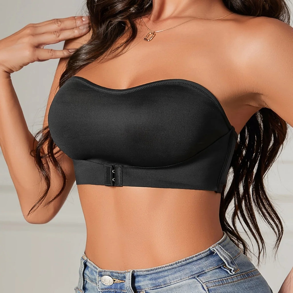 1PC High Quality Printed Knitted Everyday Front Closure Sexy Push up Strapless Seamless Bra for Women