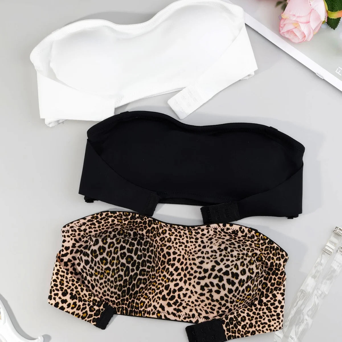 1PC High Quality Printed Knitted Everyday Front Closure Sexy Push up Strapless Seamless Bra for Women