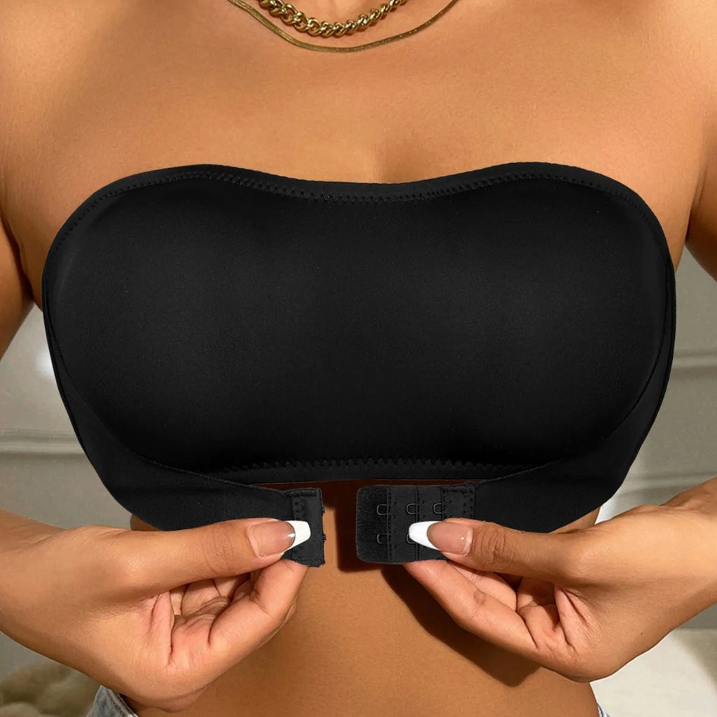 1PC High Quality Printed Knitted Everyday Front Closure Sexy Push up Strapless Seamless Bra for Women