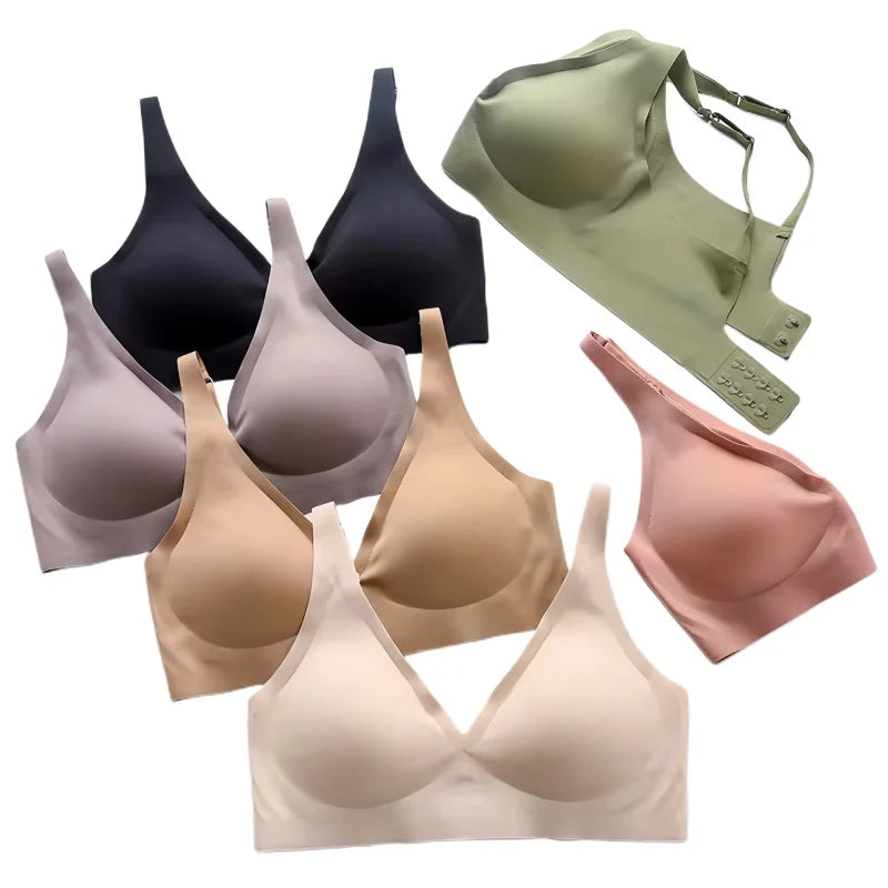 Sexy Seamless Bras For Women Wire Free Push Up Brassiere Deep V-Neck Bralette U-Back 2-Hook Underwear Lingerie Intimates S-XXL