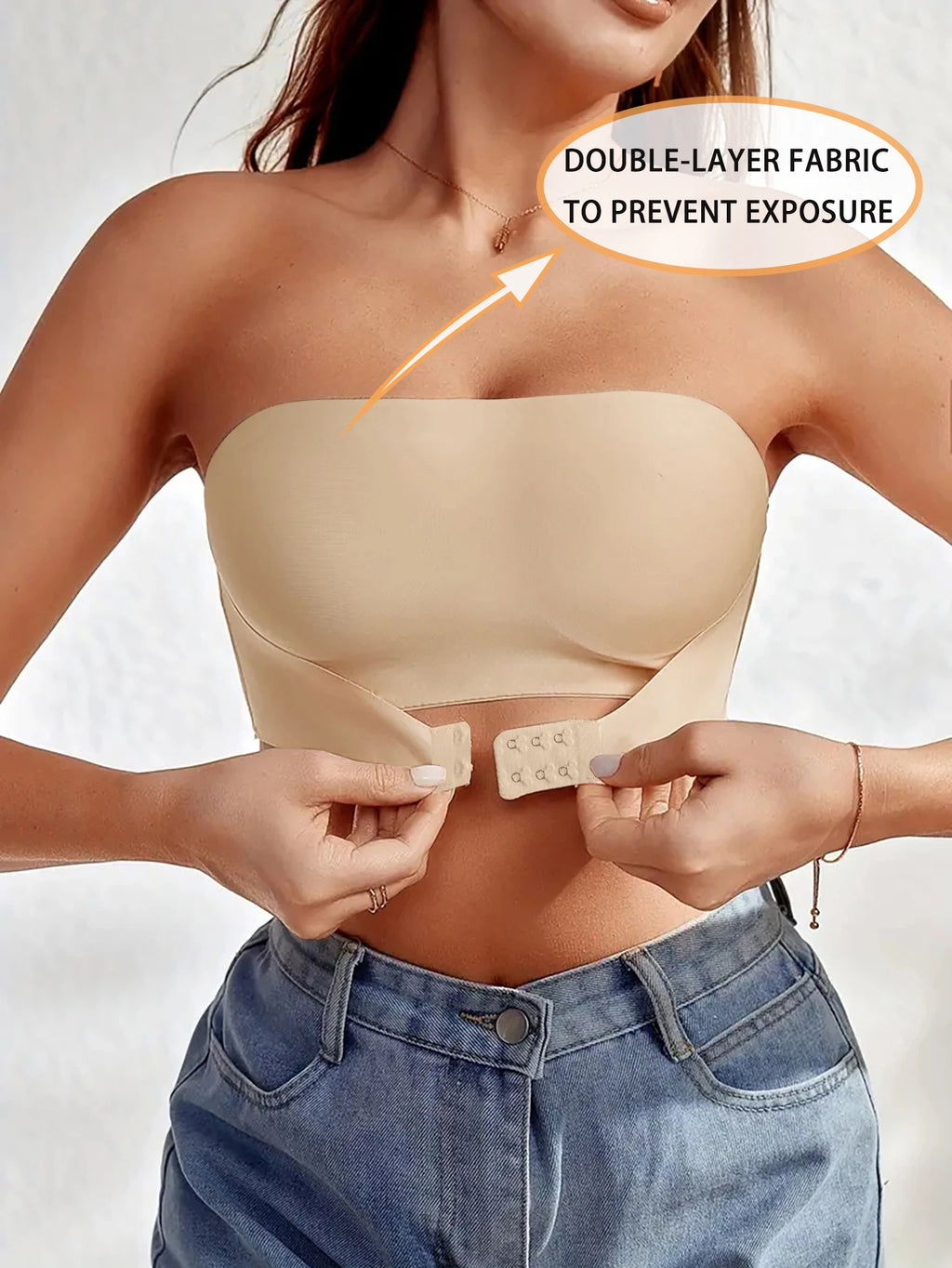 Women Strapless Seamless Front‑Button Bra – Unpadded Comfort Bralette